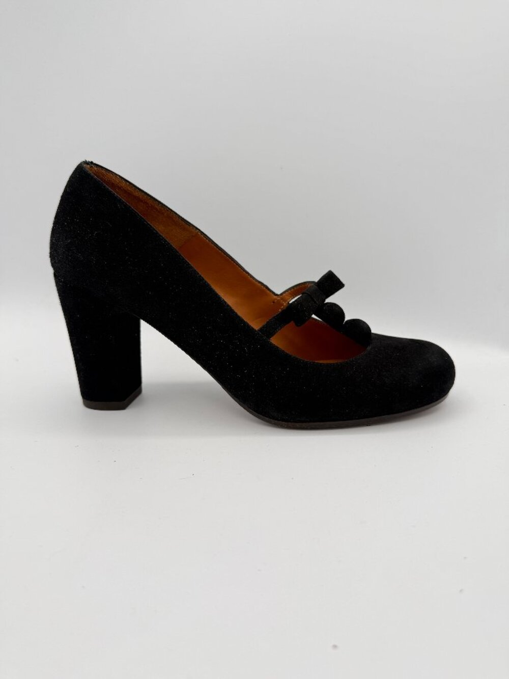 Chie Mihara T-Strap Mary Jane Black Suede Shoes Feminine Office Academia 37.5